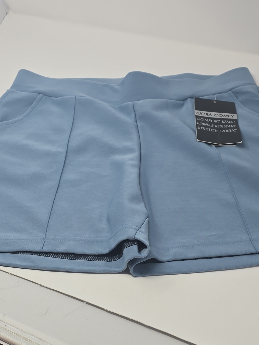 Women’s Light Blue Bike Shorts with Comfortable Waistband